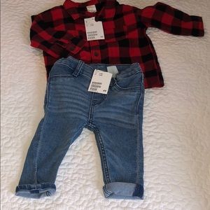 H&M FLANNEL AND JEAN SET